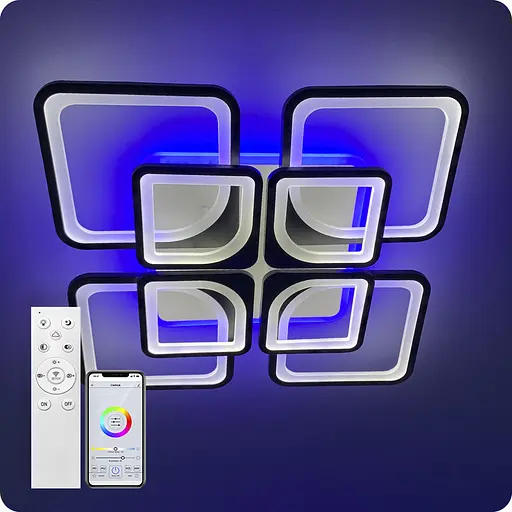 Люстра светодиодная 517 Light 3color с пультом 240Вт Черный (01758) - фото 6