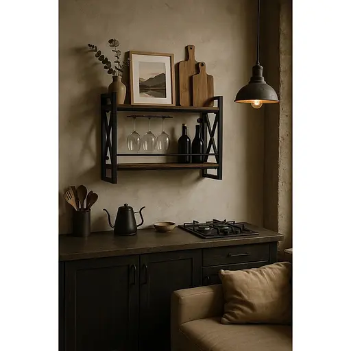 Настенный винный стеллаж Costway Lagom в стиле Loft - фото 2