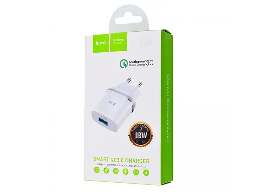 Зарядний пристрій Hoco C12Q Smart Адаптер мережевий блок живлення 18 Вт білий - фото 4