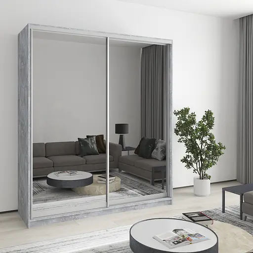 Шафа-купе дводверна MebelStar Комбо AL 2 Дзеркала 180x60x210 см Бетон (MBS-2813)