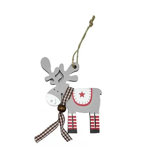 Підвіска новорічна дерев’яна Олень, 9.5 см (В асортименті)