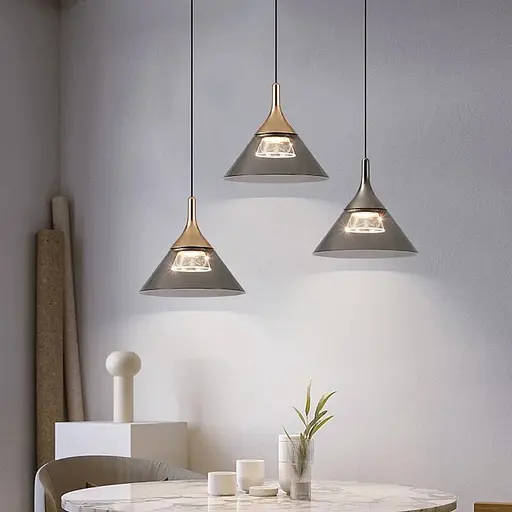 Современный подвес в золотистом корпусе с конусным плафоном | Line F | Арт. MJ55/1 GD - фото 7