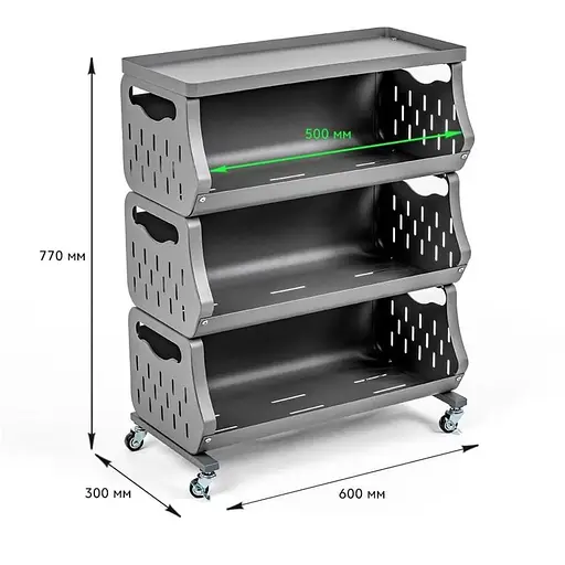 Стеллаж для хранения Wall Sticker SW-00002259 универсальный трехъярусный 60х30х77 см - фото 2