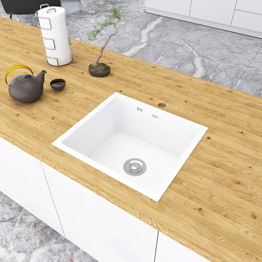 Кухонна мийка під стільницю біла 1 мм із нержавіючої сталі Nett NW-5045, Білий - фото 8