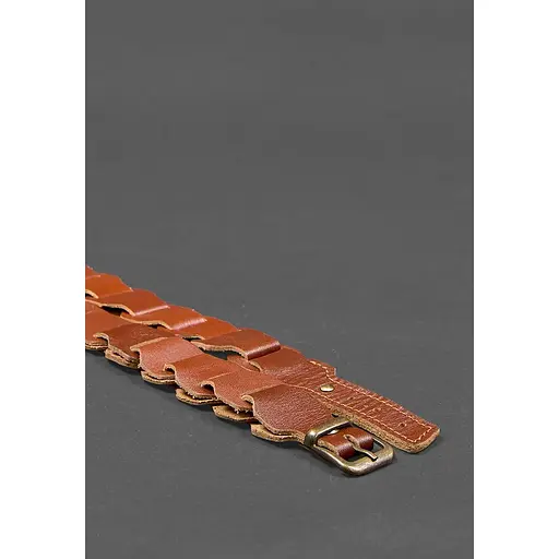 Женский кожаный бохо-ремень BlankNot светло-коричневый краст - фото 4