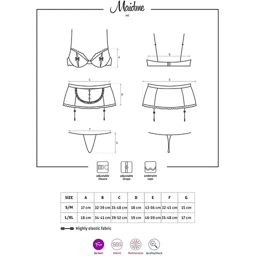 Еротичний костюм покоївки Obsessive Maidme Set 5pcs L/XL - фото 7