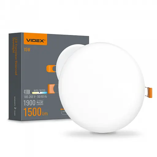 LED світильник безрамковий круглий VIDEX 15W 4100K - фото 1
