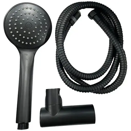 Душовий гарнітур Haiba SET-08 Black (шланг, лійка, кронштейн) HB3984, Чорний матовий - фото 1