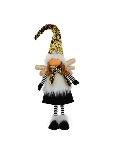 Новогодняя мягкая игрушка BonaDi Ангел девочка 75см с пайетками Декоративная фигурка Черная - фото 1
