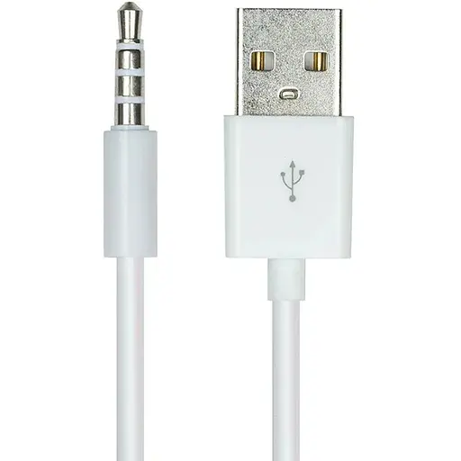 Кабель аудіо USB для iPod Shuffle Jack 3.5mm M 4 pin -> USB AM, 1.0 м. білий