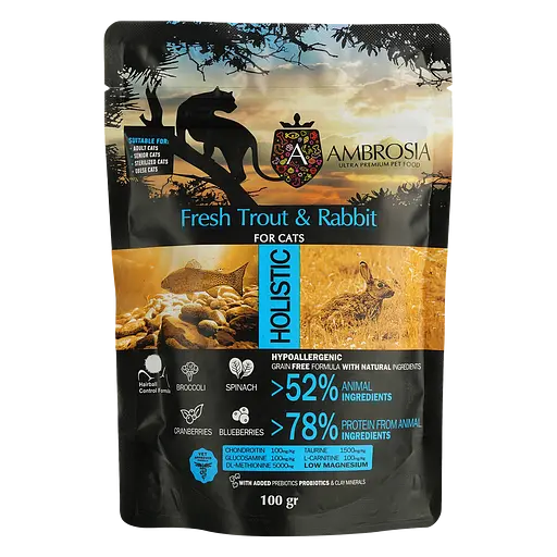 Набір дегустаційного сухого корму для дорослих котів Ambrosia Grain Free 300 г (3 шт. х 100 г) - фото 3