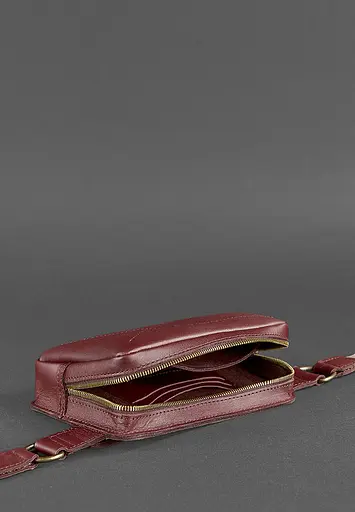 Шкіряна поясна сумка Dropbag Mini Krast бордова - фото 7