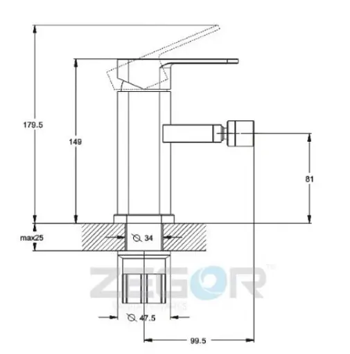 Змішувач для біде Zegor LEB2-123KH одноважільний Сатин 30412 - фото 2