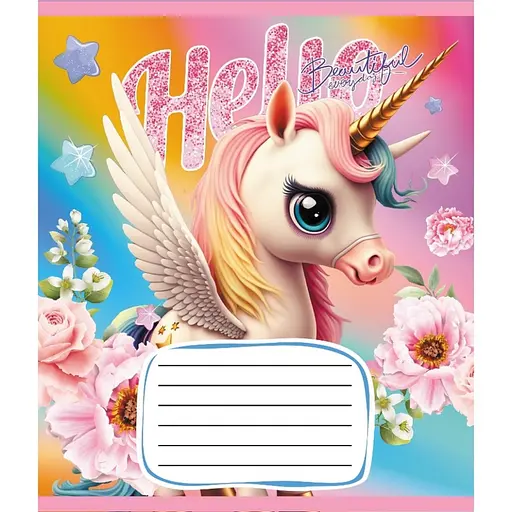 Зошит учнівський "Єдинороги" Leader 012-510065C-5 в косу лінію, 12 аркушів - фото 1