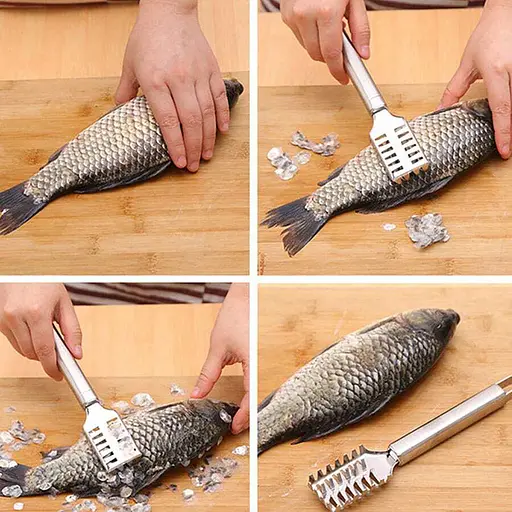 Рибочистка 4-рядна з нержавіючої сталі скребок для швидкого чищення риби 19.5 см, Kitchen Master Сріблястий 86850 - фото 9
