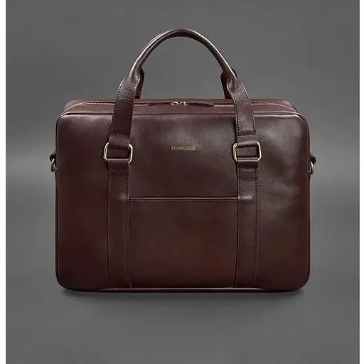 Шкіряна сумка для ноутбука і документів бордова - фото 1