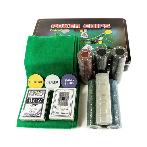 Настольная игра Johnshen Sports Покерный набор на 300 фишек без номинала + сукно (жестяная коробка) (IG-3007) - фото 2