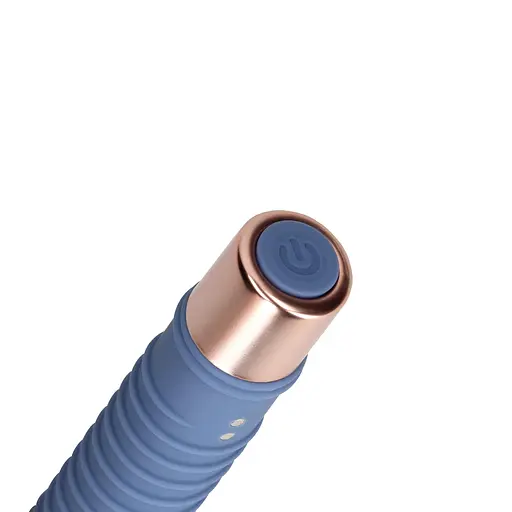 Вібратор Loveline Ribbed Mini 14.1 см синій - фото 4