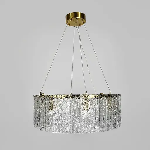 Підвісна латунна люстра із крижаними пластинами Ø 60 см | Line F | Арт. MJ360-600 AB - фото 7