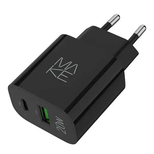 Зарядний пристрій мережевий MAKE 20W Type-C PD3.0 + USB QC4.0 Black - фото 9