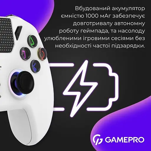 Геймпад GamePro GPS20W 2.4G/BT 5.1/USB бездротовий Switch/PC/PS/iOS/Android RGB White (GPS20W) - фото 15