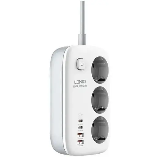 Удлинитель сетевой LDNIO SE3436 - 4 порта + 3 розетки 65 W 2 метра - фото 1