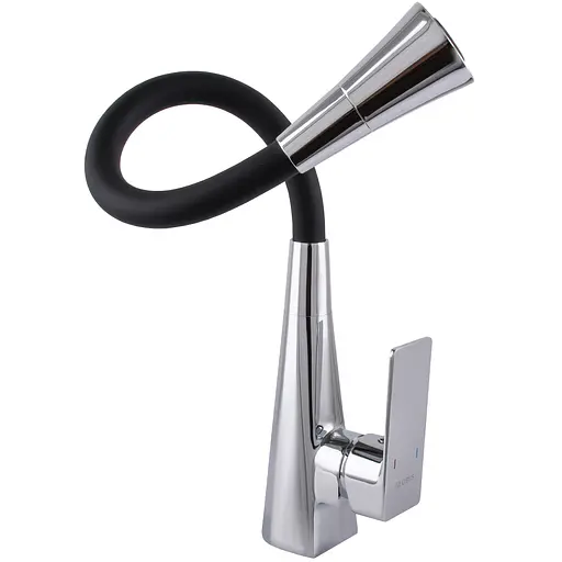 Змішувач для кухні Globus Lux NIAGARA GLN-0203SM-00 одноважільний поворотний хром чорний для установки на одне отвір - фото 6