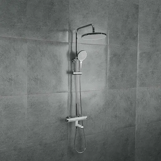 Душова система з термостатом Gappo G2403-58, вилив - перемикач на лійку 3 режими, білий/хром - фото 2