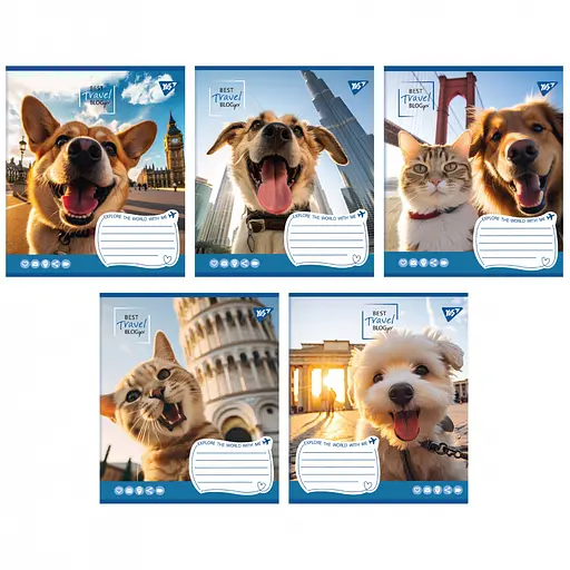 Зошити учнівські 36 аркушів лінія Yes Best travel blogger, 15 шт. в упаковці