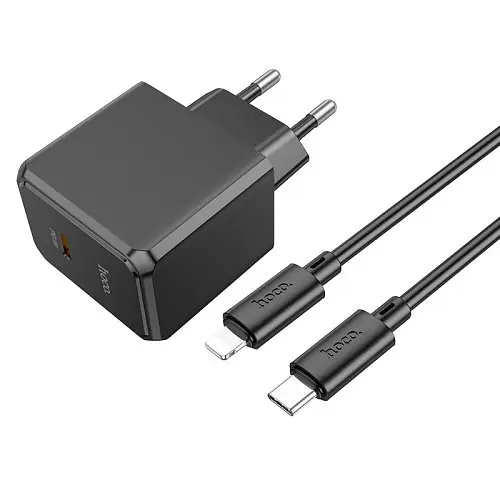 Сетевое зарядное устройство Hoco CS13A Ocean single port PD20W charger set(C to iP) черный - фото 4