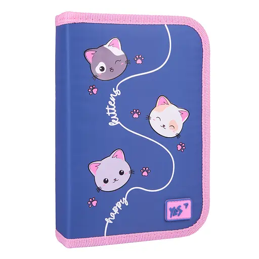 Шкільний пенал твердий одинарний з двома клапанами Yes Mewo-Meow HP-04 - фото 1