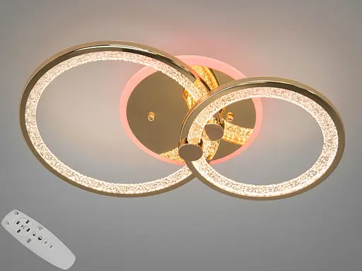 LED люстра з пультом, димером і кольоровою підсвіткою, 55 Вт, золото - фото 1
