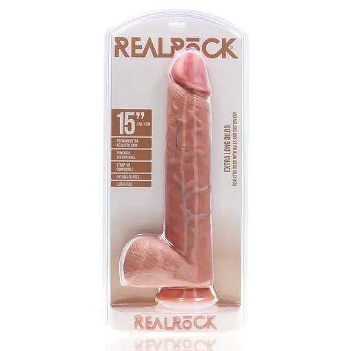 Фалоімітатор RealRock Extra Long 15", 38 см (тілесний) - фото 9