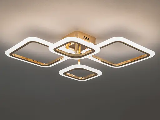 Современная потолочная светодиодная люстра с ИК пультом, 60W, золото. - фото 2