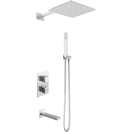 Душевая система Kohlman Excelent 40 chrome с термостатом + BOX скрытого монтажа KPL-QW433HQ40, Хром - фото 1