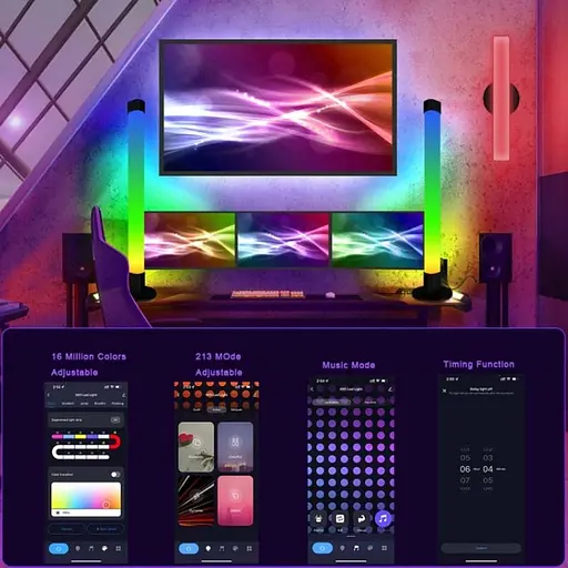 Настільна LED лампа RGB 5V Panel 2 Single side Bluetooth dual pack USB with app Black - фото 3