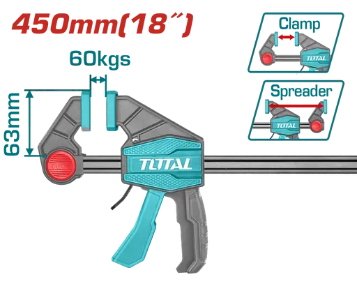 Струбцина TOTAL THT1340603 швидкозатискна, 63х450мм, 60кг