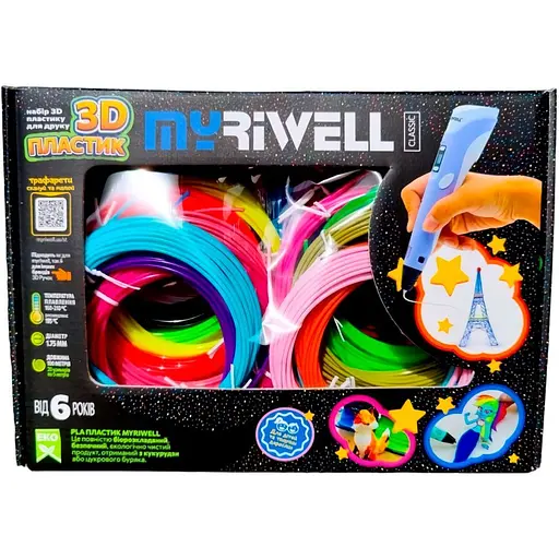 Набор PLA пластика для 3D ручки Myriwell Classic 20 цветов по 5м [105157]