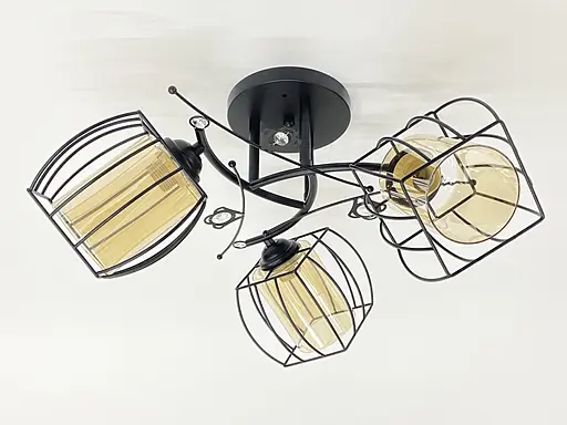 Стельова люстра на 3 плафони 91187C/3 чорна