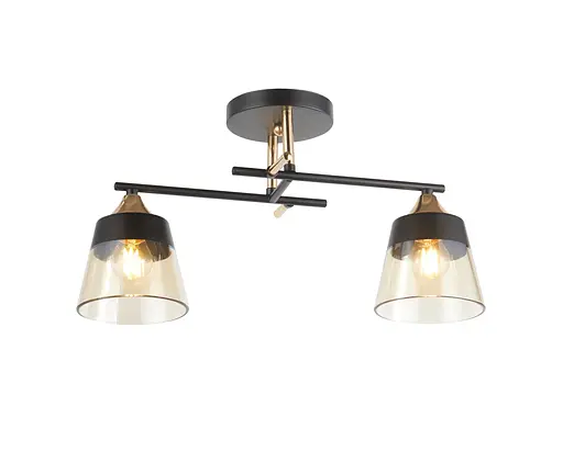 Люстра стельова на 2 плафони 6312-2 (Чорний+Золото)