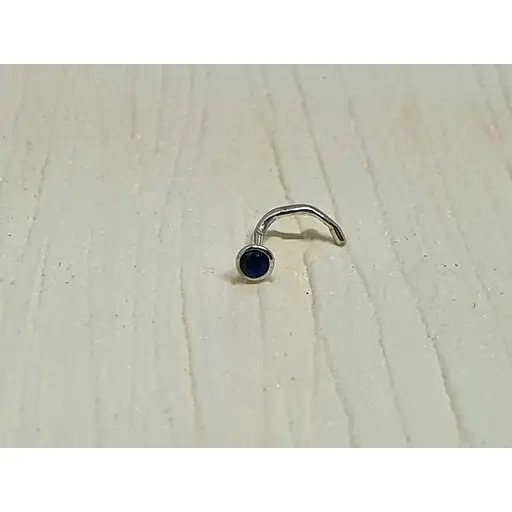 Срібна сережка-пірсинг в ніс Dear. 1023.6С Синій - фото 2