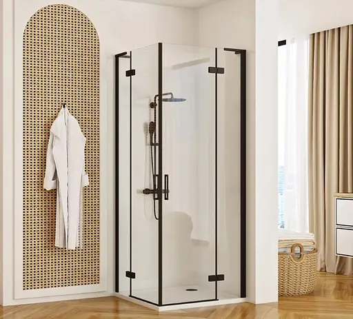 Душевая кабина Rea Hugo 90x90 black двойная REA-K6601, Черный матовый, Универсальная, прозрачная - фото 2