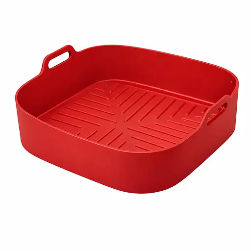 Квадратная плотная силиконовая форма для аэрогриля, духовки и мультипечи с ребристым дном 21.5х21.5 см Красный 88286 - фото 1