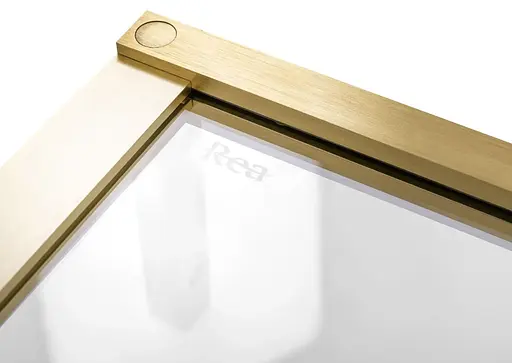 Душові двері Rea Hugo 110 розпашні brushed gold REA-K6610+REA-K8410, прозорий, золотий - фото 6