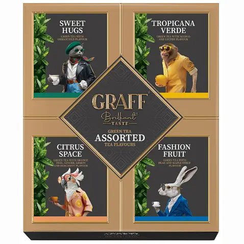 Чай зелений байховий Graff Асорті чайних смаків 52.8 г (32 шт. X 1.65 г)