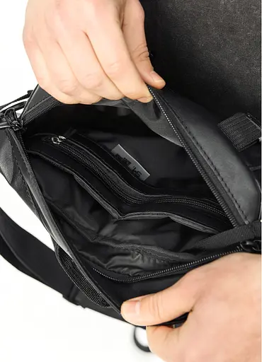 Большая мужская сумка бананка Sambag DynamicDart черная 38 × 21 × 7 см (80411101m) - фото 6