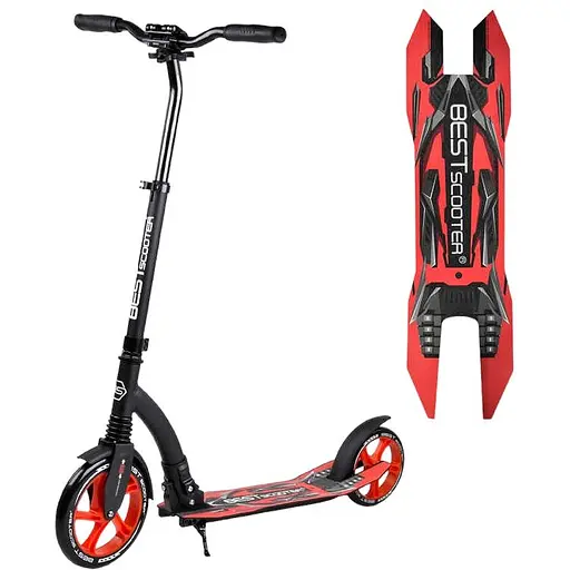 Самокат Best Scooter 89х52х90 см Чорно-червоний 000255811