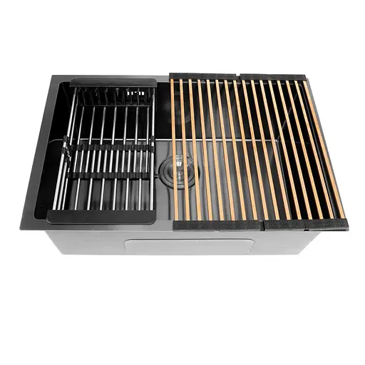 Кухонная мойка из нержавеющей стали черная с PVD покрытием Nett NB-6845, Черный - фото 7