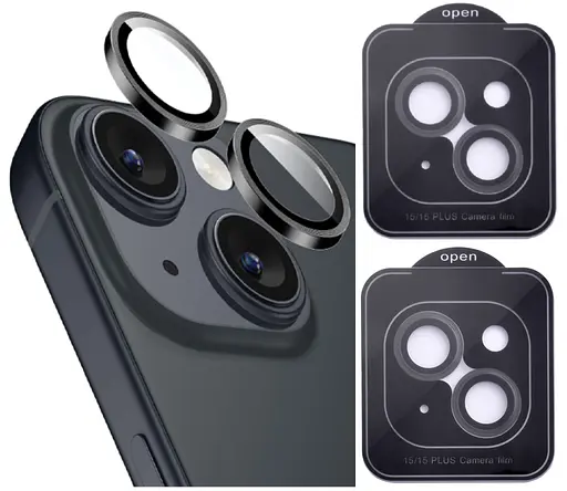 Захисне скло на камеру DK для Apple iPhone 15 Lens Metal Ring Eagle Eye 015735 black 2 шт. - фото 2