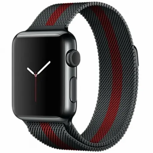 Ремешок Creasted для часов Milanese loop steel bracelet Apple watch, 38 40 мм Black red